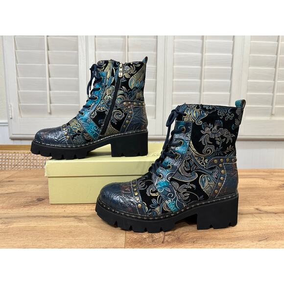 Spring Step L'Artiste Severity Blum Boots Blue Multi Size 10.5/11 US 42 EU NWB - Picture 3 of 16